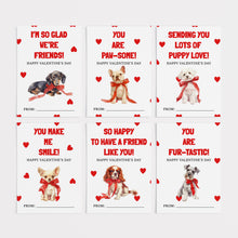 Load image into Gallery viewer, Red Heart Coquette Puppy Valentine's Day Cards, Printable Classroom Gift Exchange Tag, DIGITAL DOWNLOAD 0802
