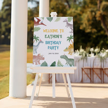 Load image into Gallery viewer, 0323 Editable Dinosaur Birthday Welcome Sign - Dino Jungle Party Decor - Digital Download
