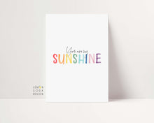 Load image into Gallery viewer, [Printed and shipped] Colorful you are my sunshine art print -3set, baby girl room decor, baby girls room decor, boys room wall decor, colorful nursery, girls room wall decor, Nursery wall ar
