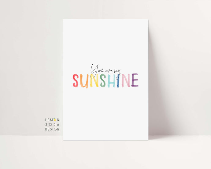 [Printed and shipped] Colorful you are my sunshine art print -3set, baby girl room decor, baby girls room decor, boys room wall decor, colorful nursery, girls room wall decor, Nursery wall ar