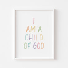 Load image into Gallery viewer, Set of 3 I am  child a of God pastel nursery bible wall art prints
