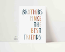 Load image into Gallery viewer, [Printed and shipped] Earthy brothers make the best friends art print -boho nursery, boho nursery decor, brothers make the best friends, earth color, earthy nursery, Nursery wall art, nursery
