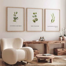 Load image into Gallery viewer, Set of 3 Watercolor Greenery Psalm 23:6 Print
