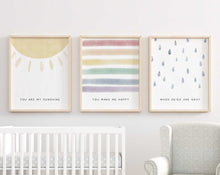 Load image into Gallery viewer, Set of 3 you are my sunshine art prints
