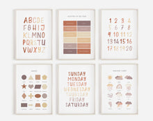 Load image into Gallery viewer, Set of 6 Neutral educational art prints
