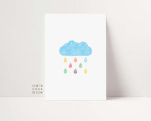 Load image into Gallery viewer, [Printed and shipped] Colorful cloud art print -3set, colorful nursery, Nursery wall art, nursery wall decor, rainbow nursery, watercolor nursery decor- Lemonsodadesign
