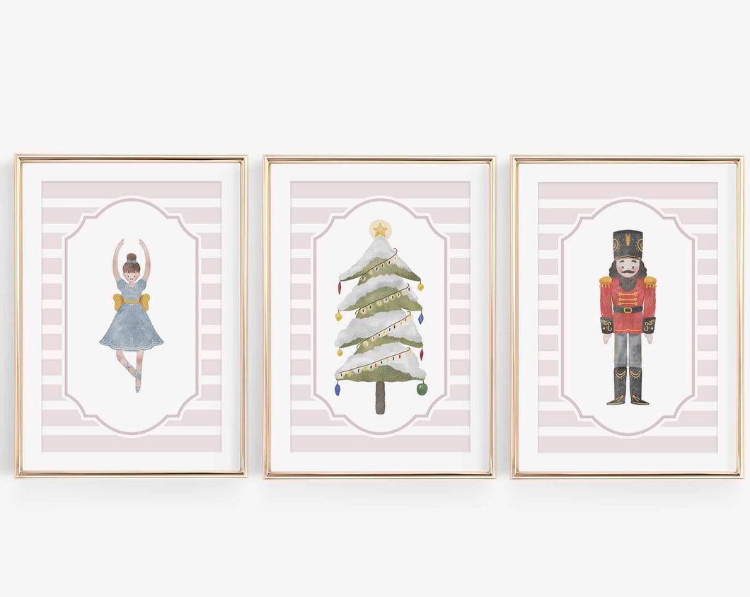 Set of 3 Christmas nursery nutcracker art print