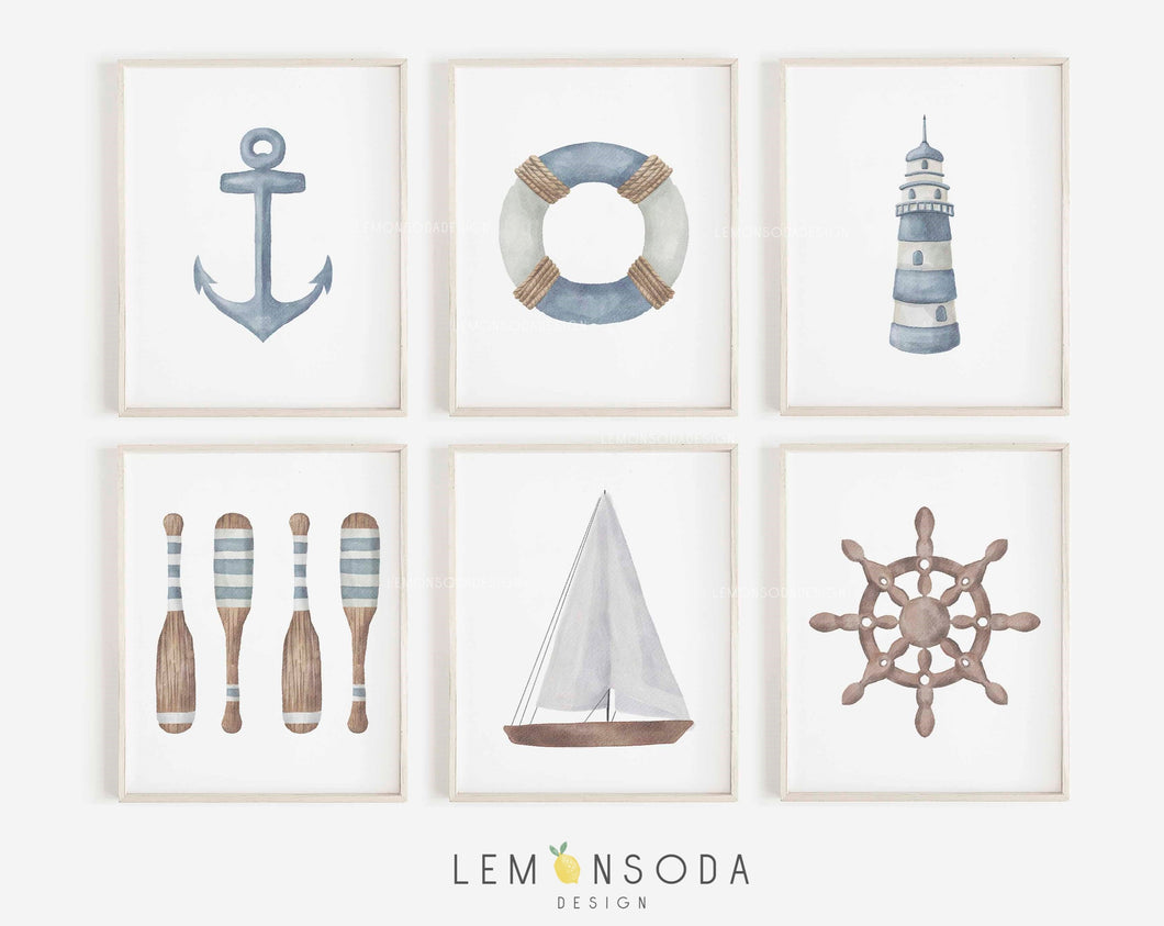 Set of 6 Nautical Nursery Art prints