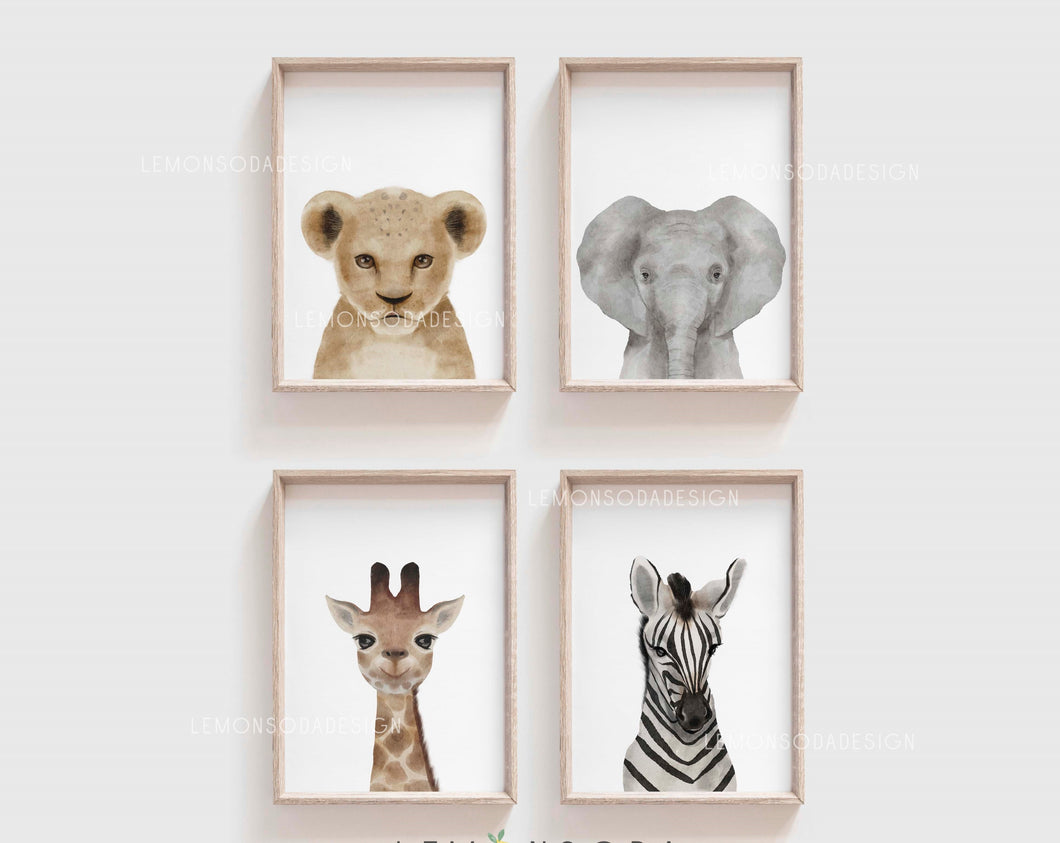 Set of 4 Safari animal art prints