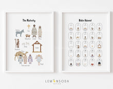 Load image into Gallery viewer, Set of 2 Christmas Advent Nativity prints
