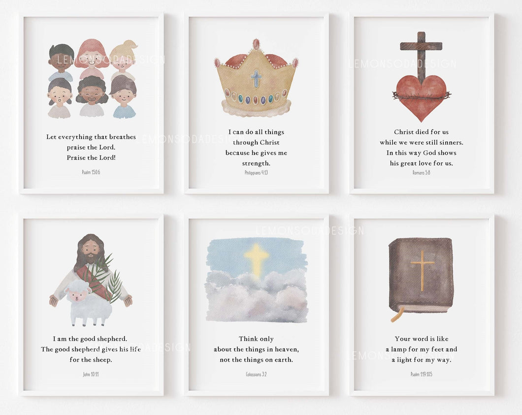 Set of 6 nursery bible verse art prints4
