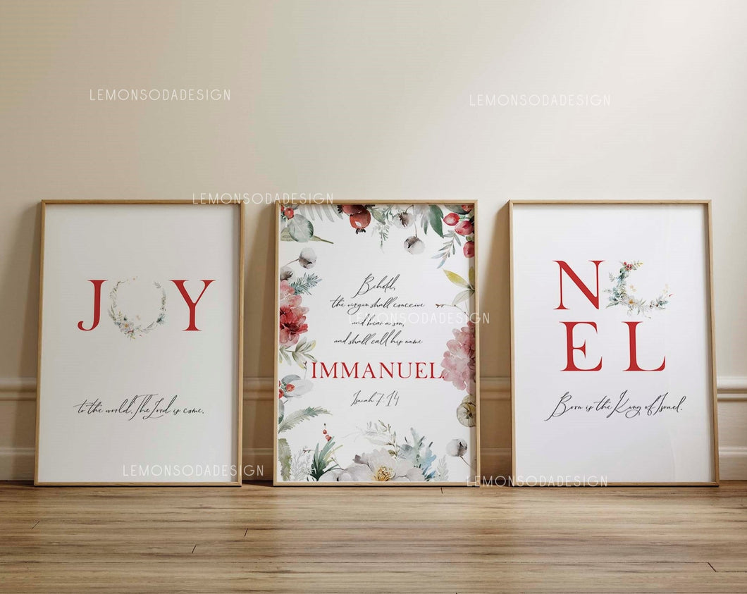 Set of 3 Christmas scripture bible verse prints