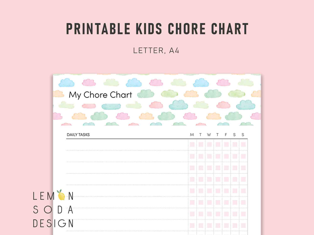 [Free printable] Kids chore chart -free printable planner, kids chore chart- Lemonsodadesign